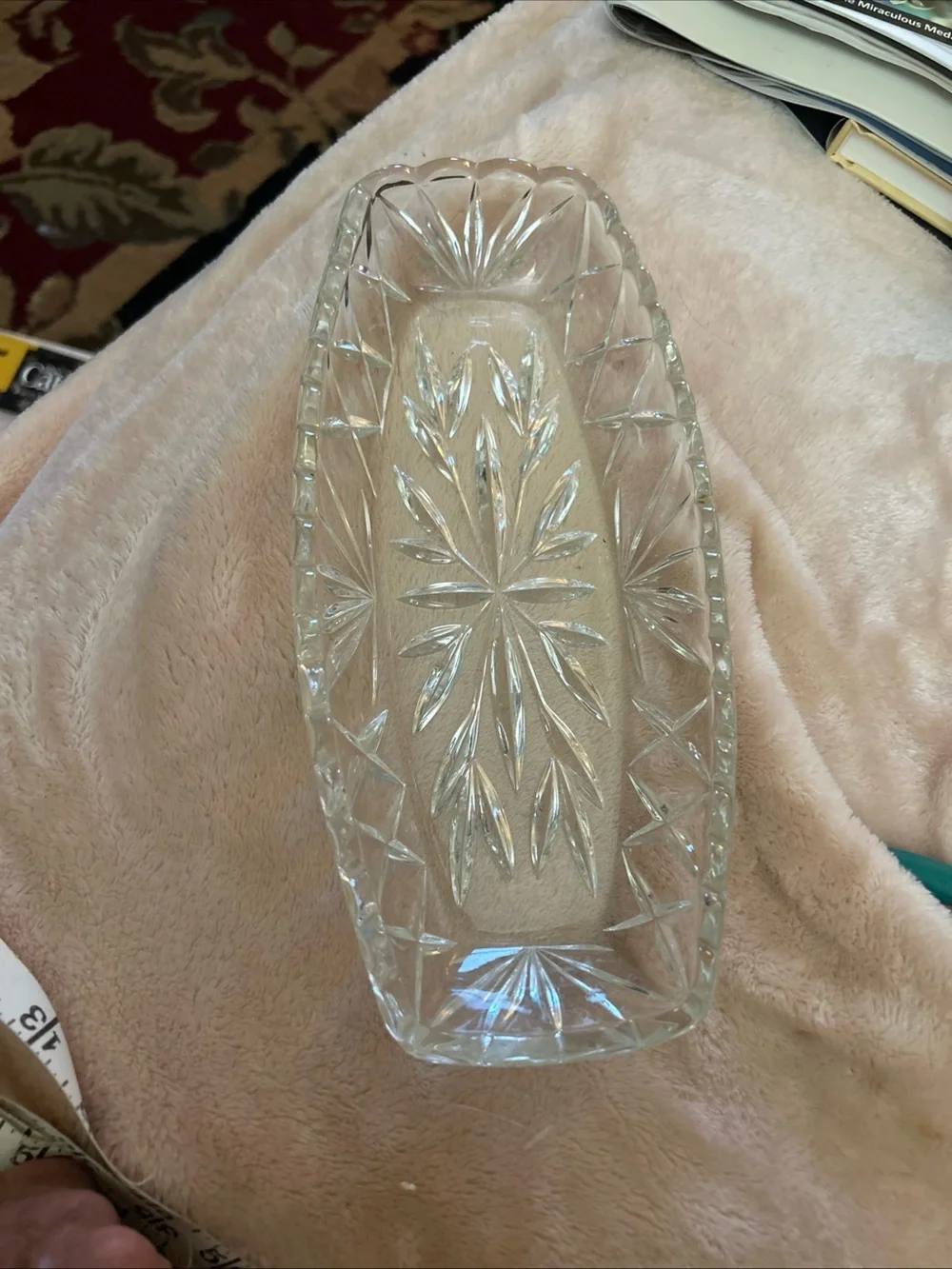 Clear Cut Glass Serveware Dish - Elegant Crystal relish, celery, candy dish
